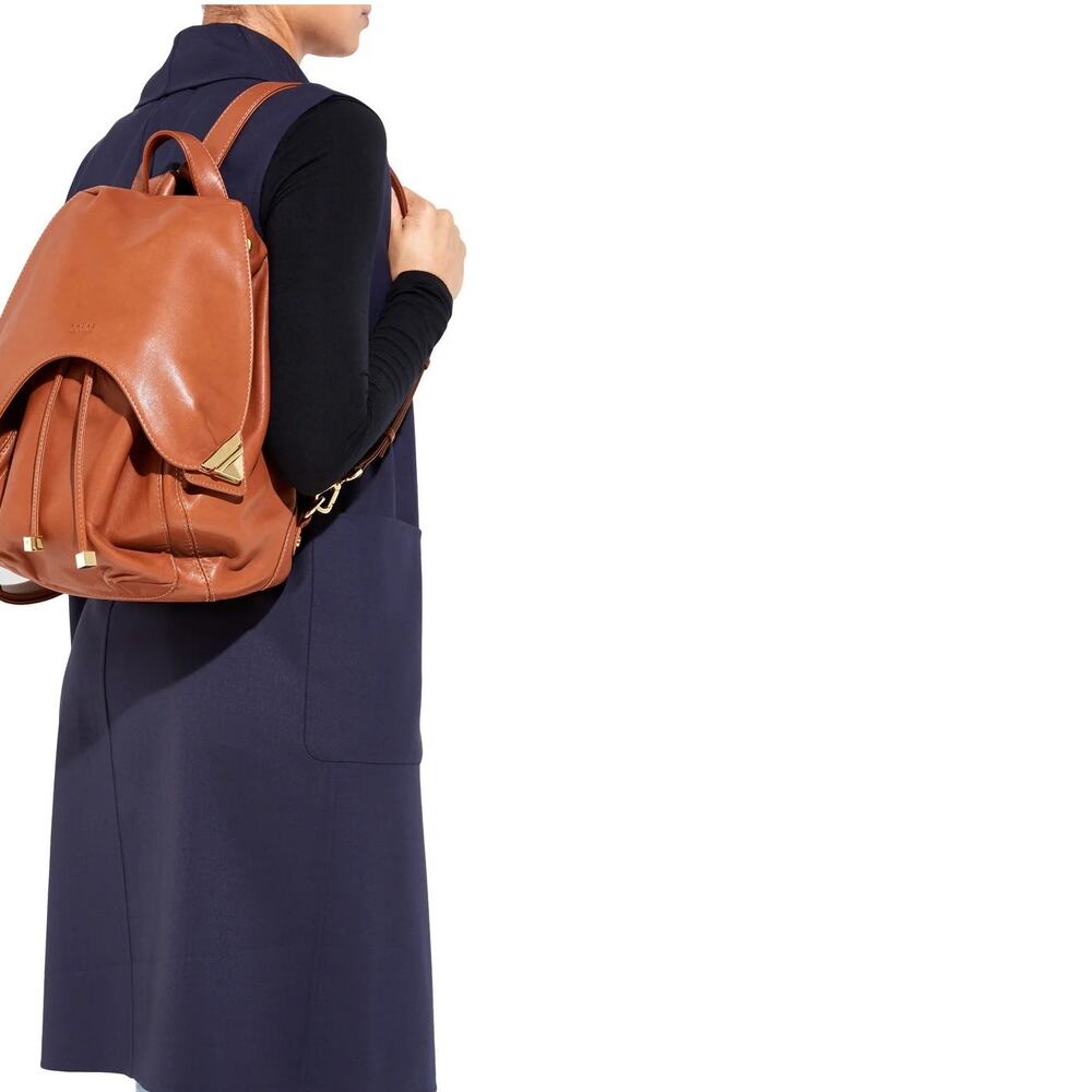 Valas Los Angeles Blondie Italian Leather Back Pack Bag Drawstring Luxury Gold